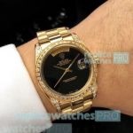 Rolex Datejust Black Dial Black Dial Yellow Gold Replica Watch